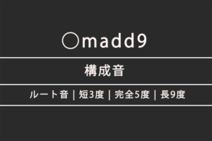 ◯madd9 (マイナー・アドナインス)の構成音・指板上の音の配置