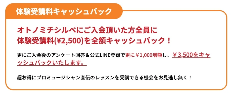 オトノミチシルベキャッシュバック