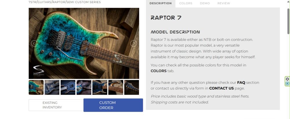 Skervesen Raptor ホームページ