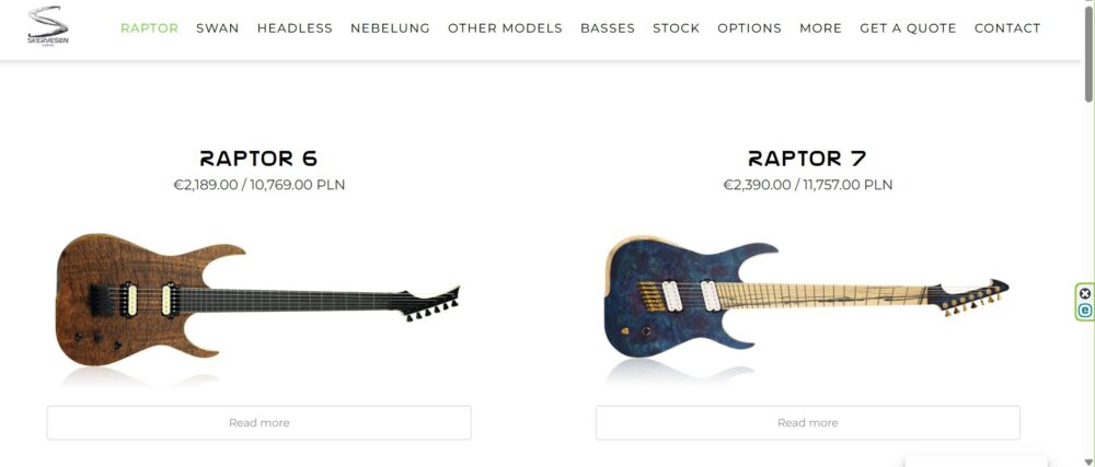 Skervesen Raptor ホームページ