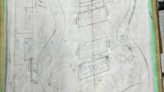 7弦ギターのボディの製図