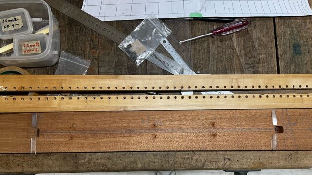 7弦ギターのネック材とトラスロッド溝掘りの治具